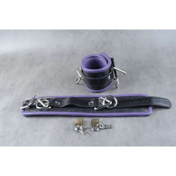 Чёрные подвёрнутые наножники с фиолетовым подкладом. Фотография 2.