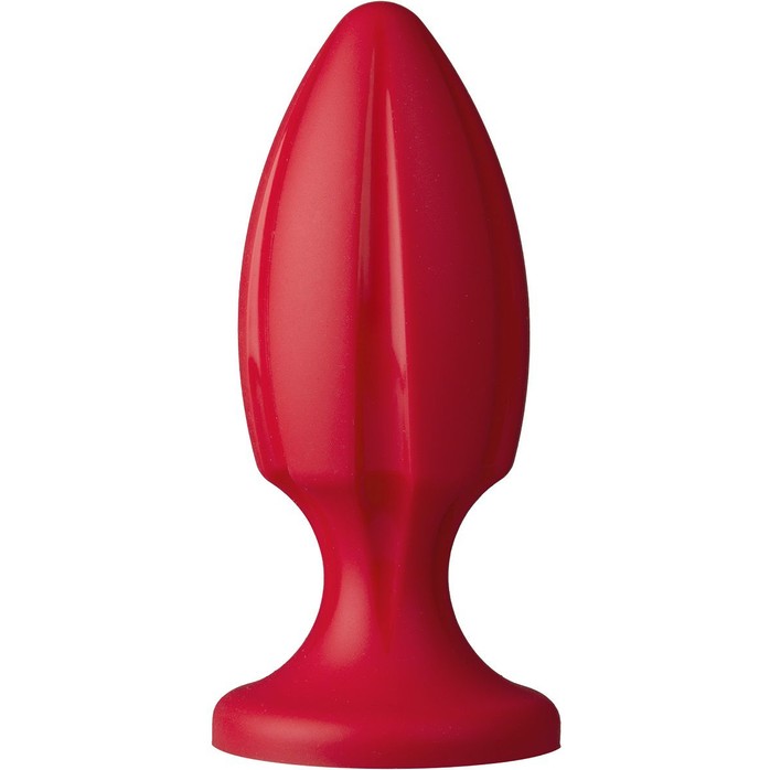 Красная анальная пробка The Rocket с продольными канавками - 12 см - Platinum Premium Silicone