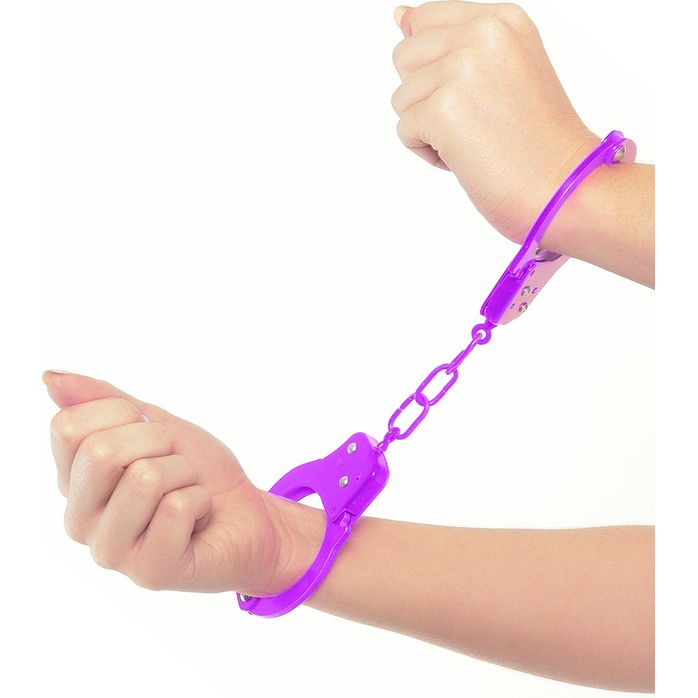 Фиолетовые металлические наручники с ключиками - Neon Luv Touch. Фотография 3.