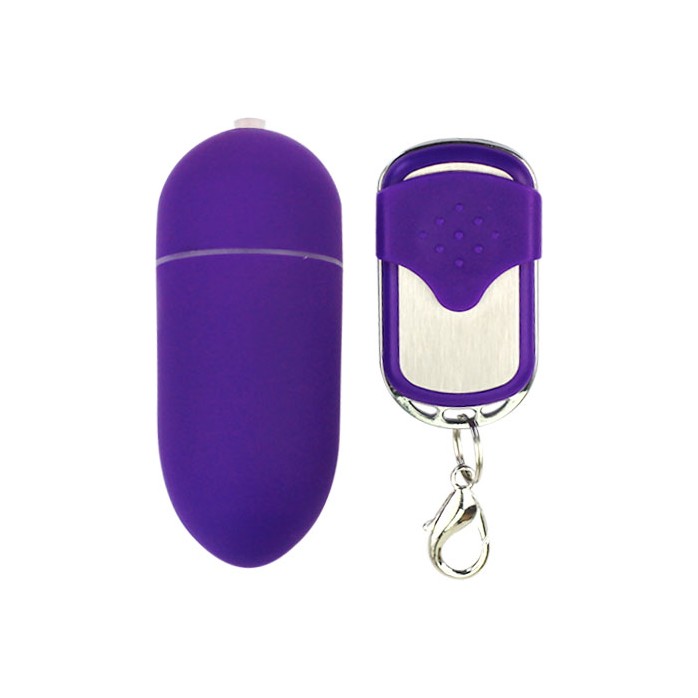Продолговатое фиолетовое виброяйцо на пульте ДУ