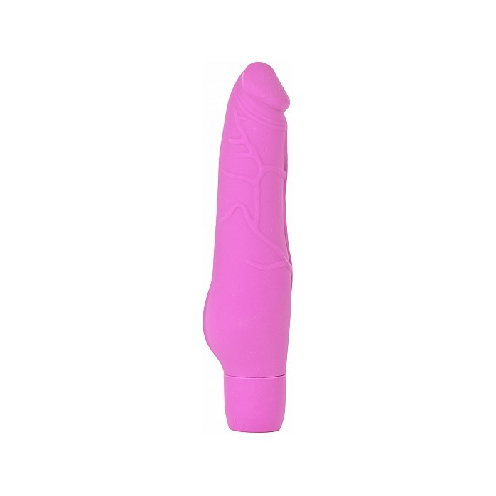 Розовый силиконовый фаллоимитатор с вибрацией - 25,2 см - Shots Toys. Фотография 2.