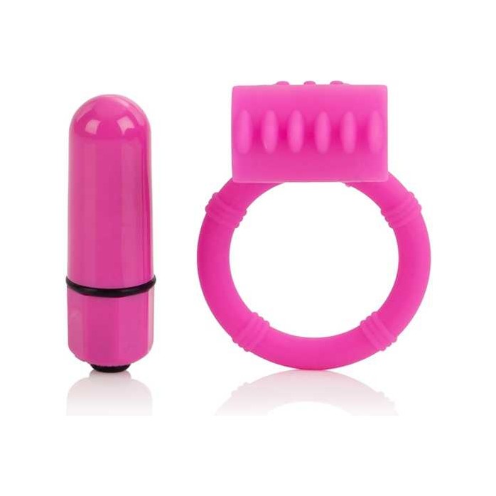 Розовое эрекционнное кольцо с двумя положениями вибростимулятора - Lia. Фотография 3.