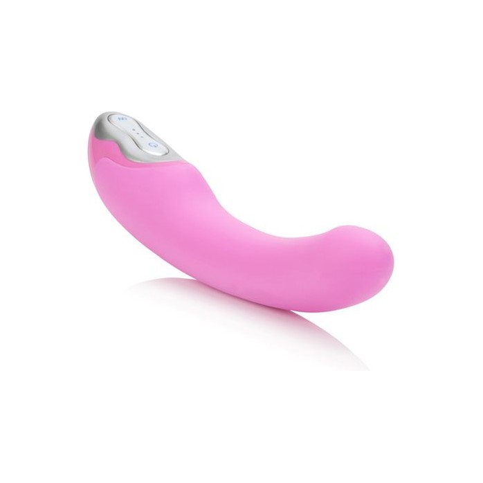Розовый силиконовый вибратор Curved Massager Colette - 16 см.. Фотография 3.