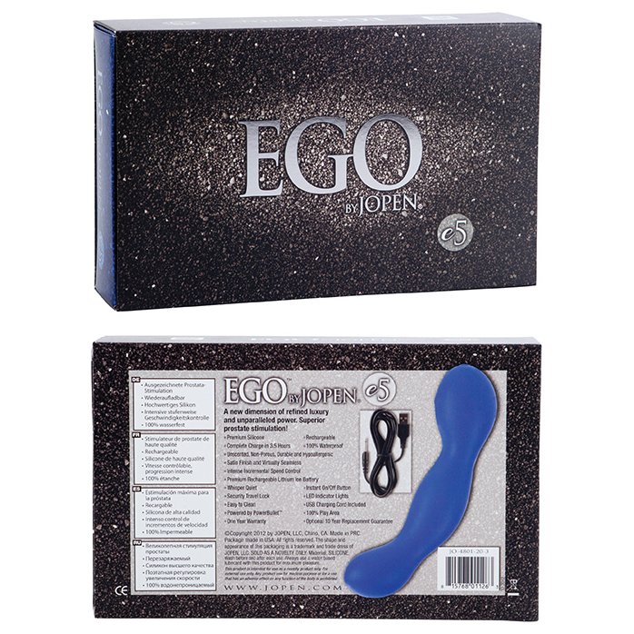 Синий вибромассажер простаты из премиум-силикона EGO e5 - 16,5 см - Ego. Фотография 3.