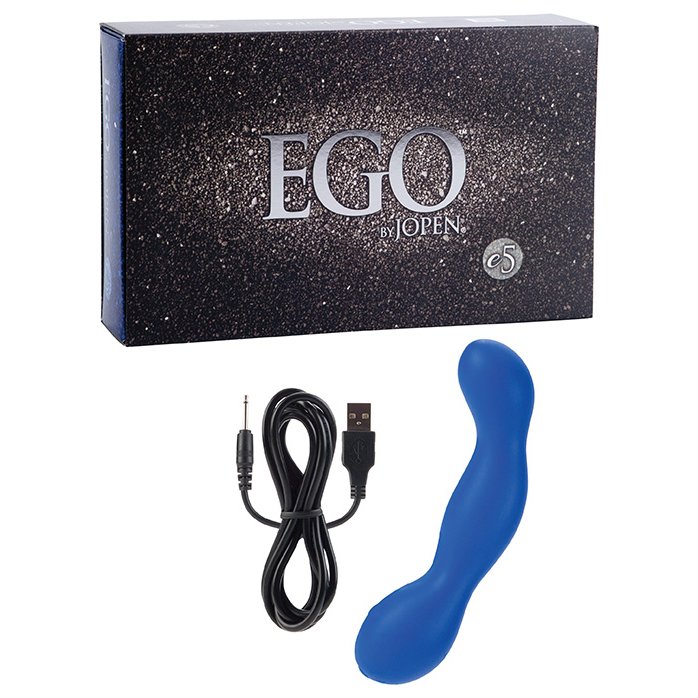 Синий вибромассажер простаты из премиум-силикона EGO e5 - 16,5 см - Ego