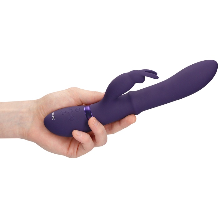 Фиолетовый вибратор-кролик Halo со стимулирующим кольцом - 24,5 см - Vive. Фотография 4.