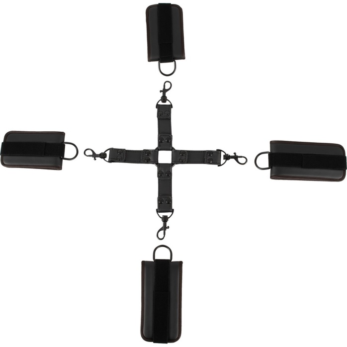 Черный набор крестовой фиксации Bondage Set - VeganFetish. Фотография 2.