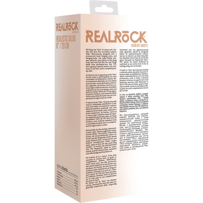 Телесный фаллоимитатор Realistic Dildo - 20 см - RealRock. Фотография 9.