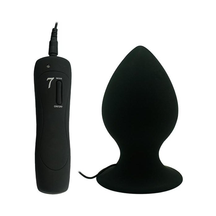 Черный виброплаг с выносным пультом Anal Plug XL - 11,4 см