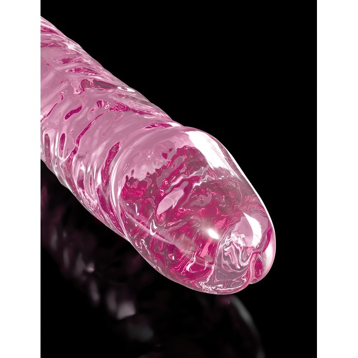 Розовый стеклянный фаллоимитатор Icicles №86 с силиконовой присоской - 17 см - Icicles. Фотография 7.