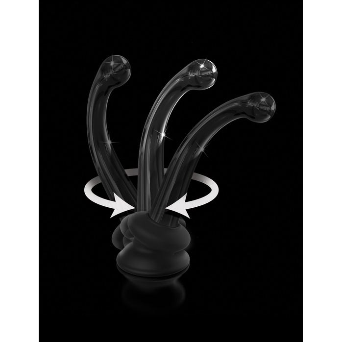 Черный стеклянный фаллоимитатор Icicles №87 с силиконовой присоской - 15,5 см - Icicles. Фотография 5.
