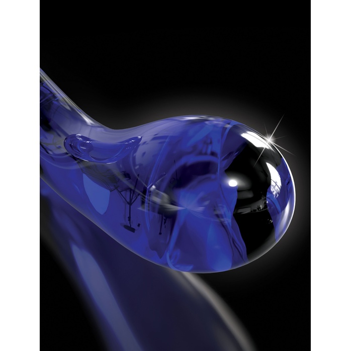 Синий стеклянный стимулятор Icicles №89 с силиконовой присоской - 18 см - Icicles. Фотография 7.