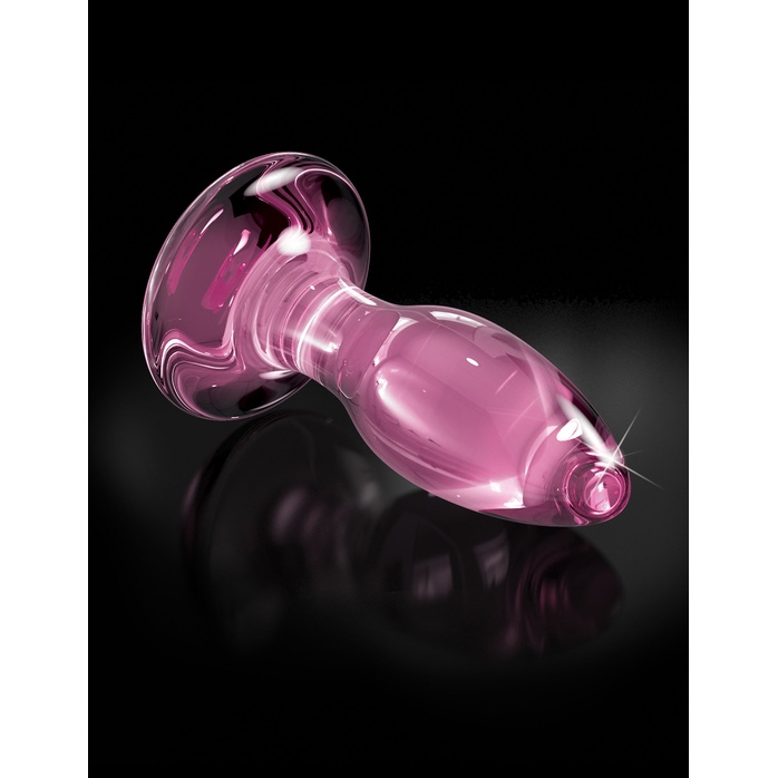 Розовая стеклянная пробка Icicles №90 с силиконовой присоской - 8 см - Icicles. Фотография 7.
