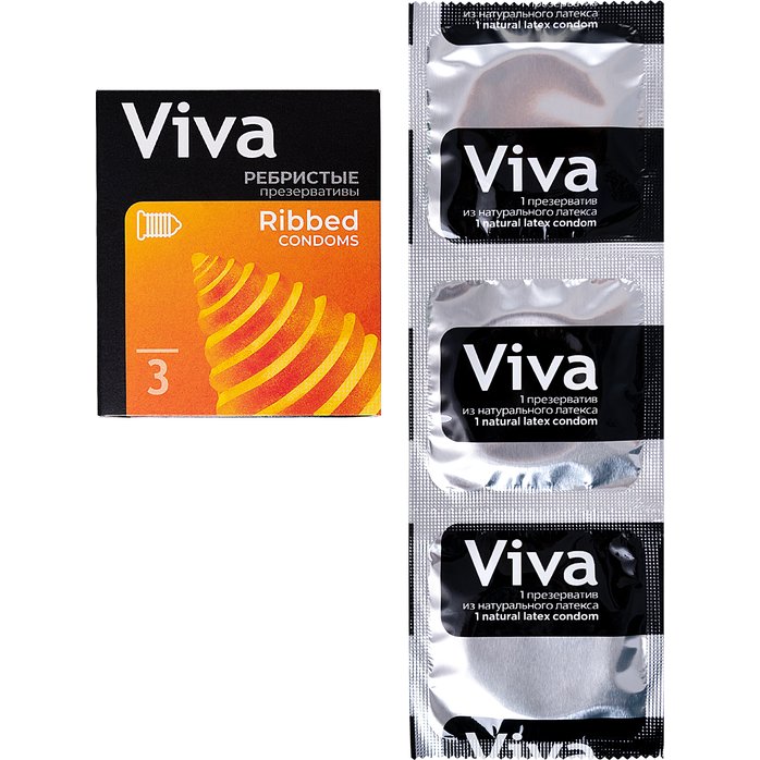 Ребристые презервативы VIVA Ribbed - 3 шт. Фотография 5.