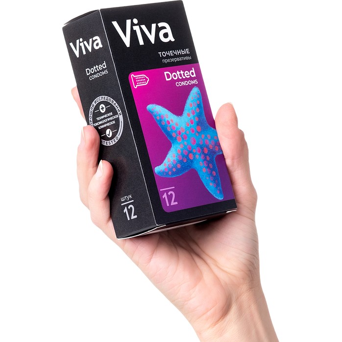 Презервативы с точечками VIVA Dotted - 12 шт. Фотография 4.