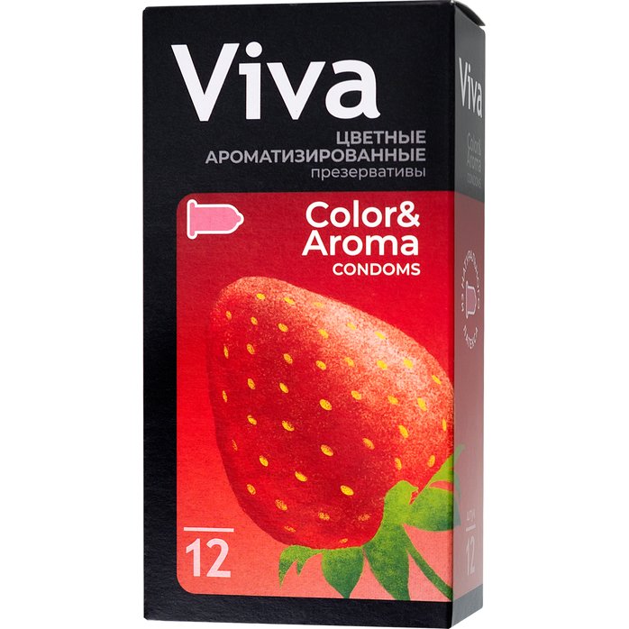 Цветные презервативы VIVA Color Aroma с ароматом клубники - 12 шт. Фотография 7.