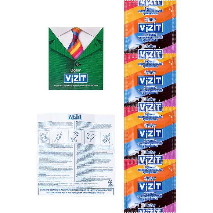 Цветные ароматизированные презервативы VIZIT Color - 3 шт. Фотография 7.