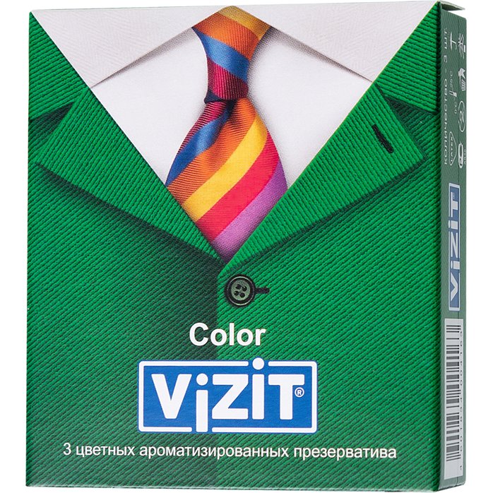Цветные ароматизированные презервативы VIZIT Color - 3 шт. Фотография 8.