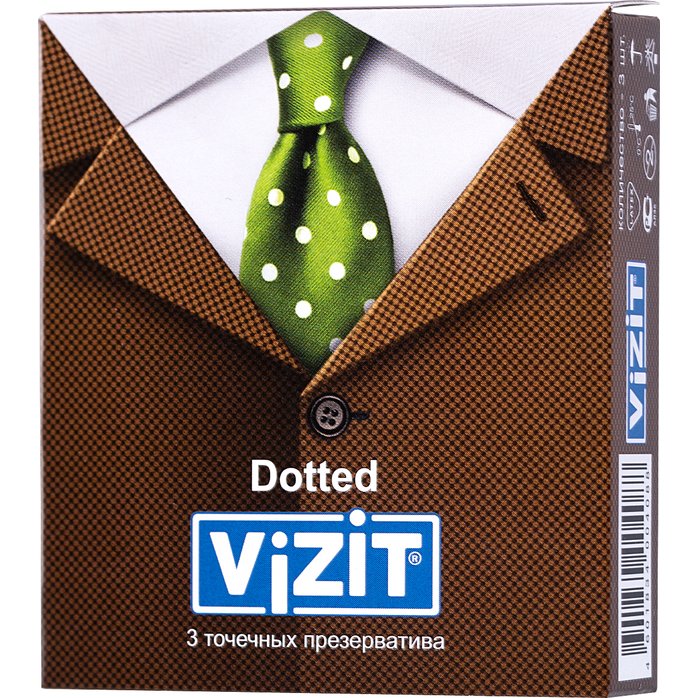 Презервативы с точечками VIZIT Dotted - 3 шт. Фотография 6.