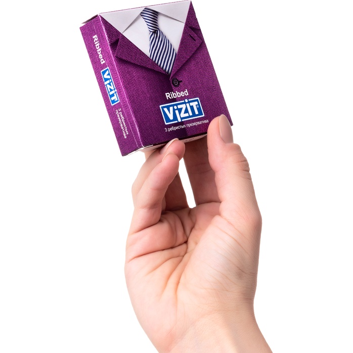 Ребристые презервативы VIZIT Ribbed - 3 шт. Фотография 4.