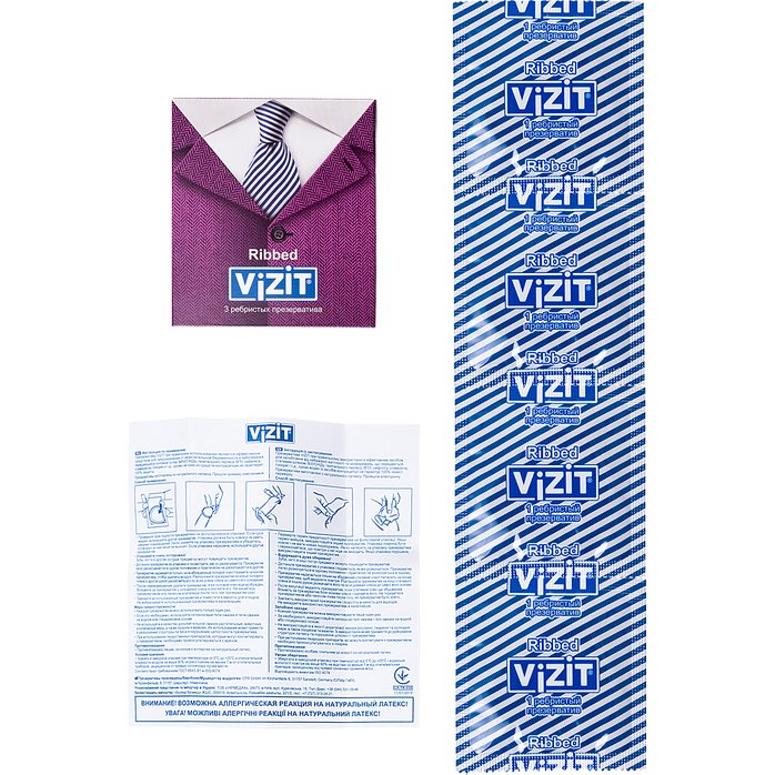 Ребристые презервативы VIZIT Ribbed - 3 шт. Фотография 5.