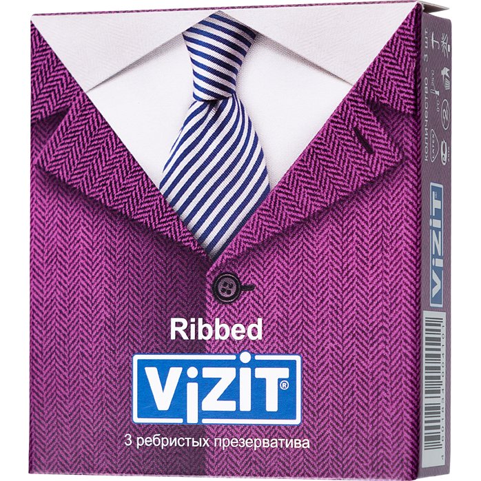 Ребристые презервативы VIZIT Ribbed - 3 шт. Фотография 6.
