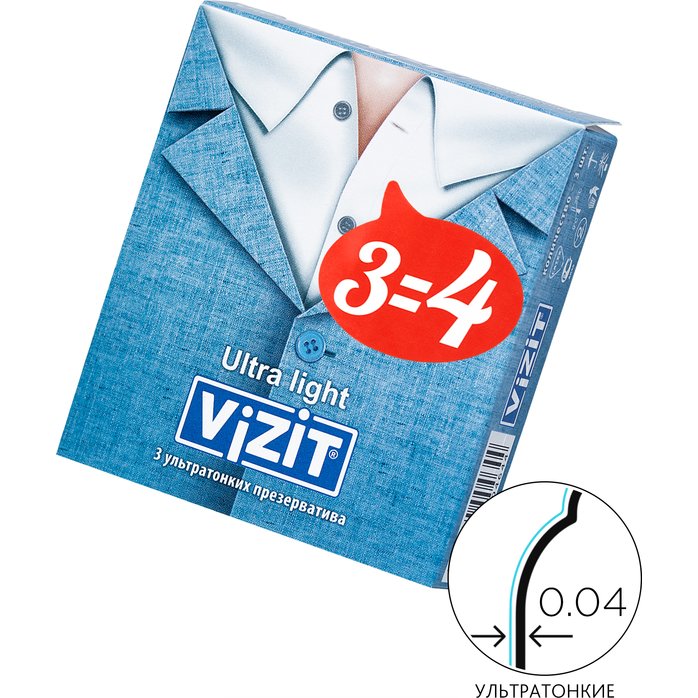 Ультратонкие презервативы VIZIT Ultra light - 3 шт