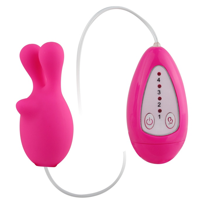 Розовый клиторальный вибростимулятор с выносным пультом Bunny Teaser