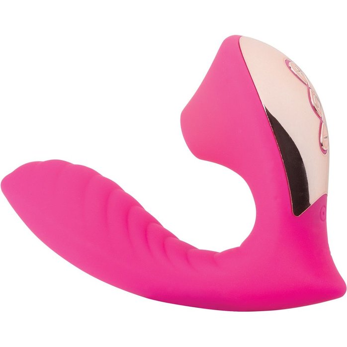 Ярко-розовый вибромассажёр с вакуумной стимуляцией Vaginal Suction Lover. Фотография 3.