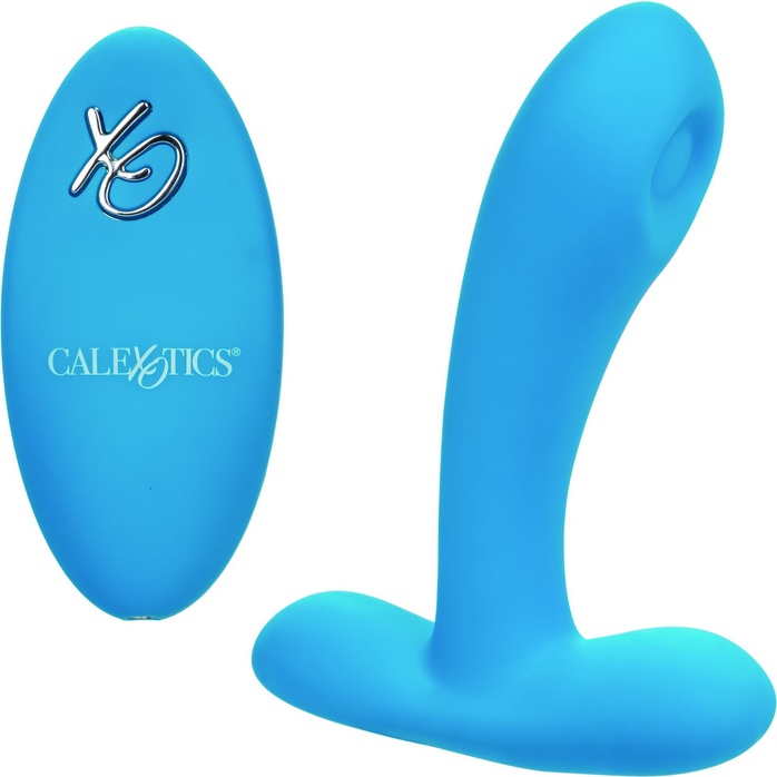 Голубой массажер простаты Silicone Remote Pulsing Pleaser - 11,5 см - Anal Toys