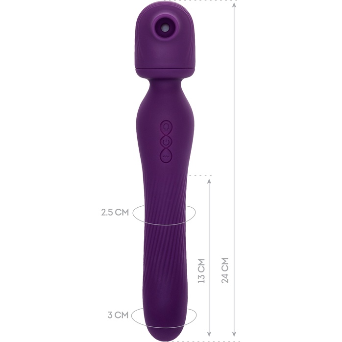 Фиолетовый универсальный стимулятор Kisom - 24 см. Фотография 11.