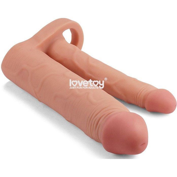 Телесная насадка для двойного проникновения Add 2 Pleasure X Tender Double Penis Sleeve - 20 см
