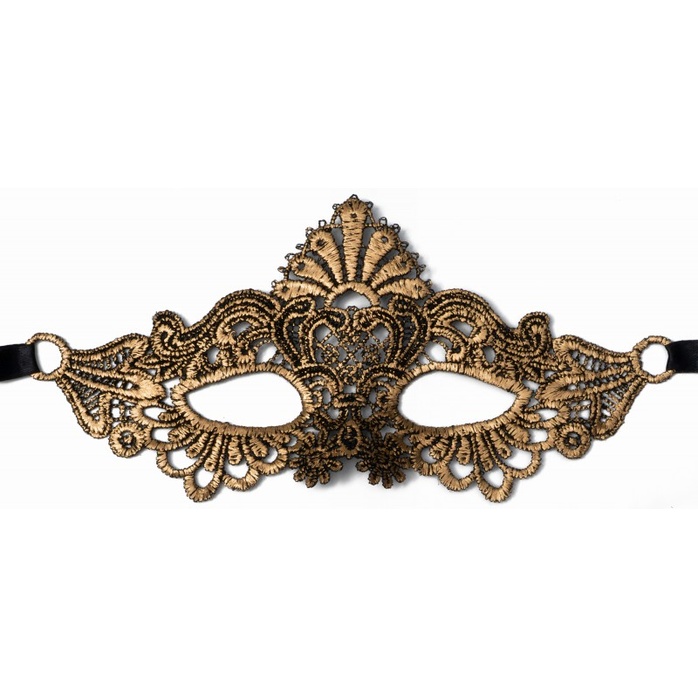 Золотистая женская карнавальная маска - 963-ХХ - Карнавальные маски. Фотография 2.