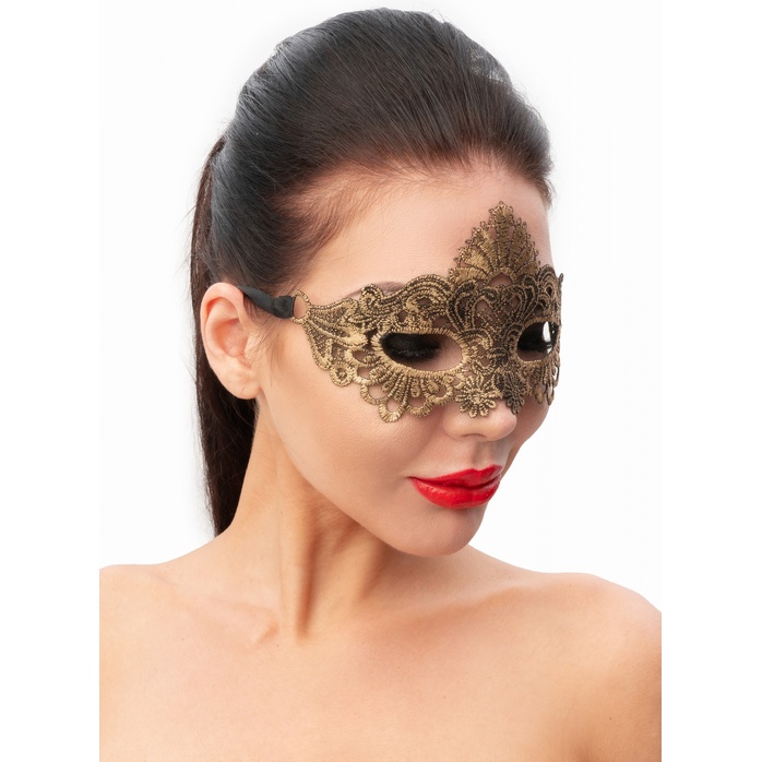 Золотистая женская карнавальная маска - 963-ХХ - Карнавальные маски