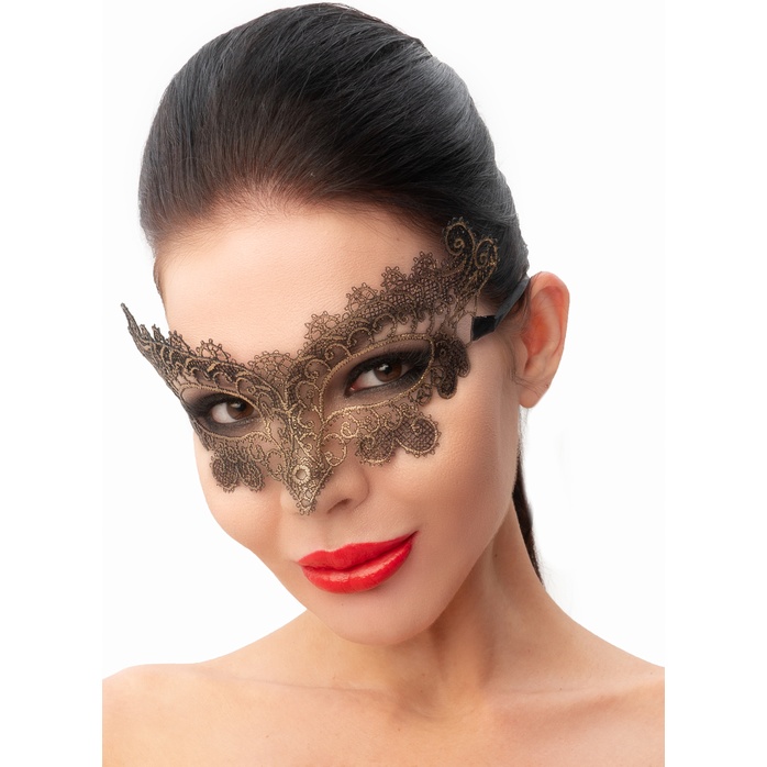 Изысканная золотистая женская карнавальная маска - 963-ХХ - Карнавальные маски