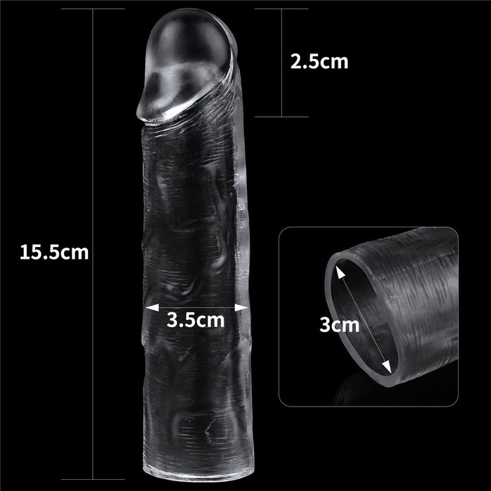 Прозрачная насадка-удлинитель Flawless Clear Penis Sleeve Add 1 - 15,5 см. Фотография 5.