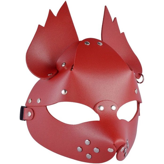 Красная кожаная маска Белочка - BDSM accessories