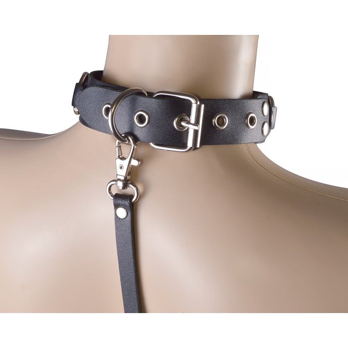 Черный кожаный ошейник Властелин колец - BDSM accessories. Фотография 3.