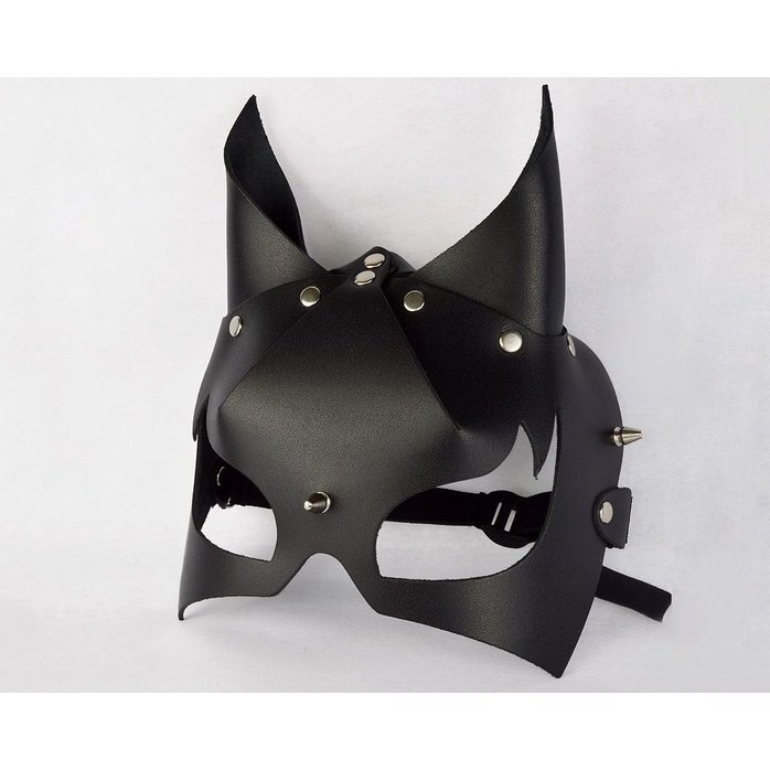 Черная кожаная маска Черт - BDSM accessories