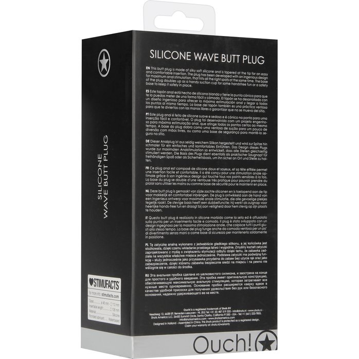 Черная анальная пробка Wave Butt Plug - 11,3 см - Ouch!. Фотография 5.