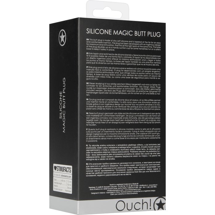 Черная анальная пробка Magic Butt Plug - 11,3 см - Ouch!. Фотография 5.