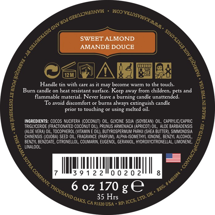Массажная свеча Ignite Sweet Almond с ароматом миндаля - 170 гр. Фотография 2.