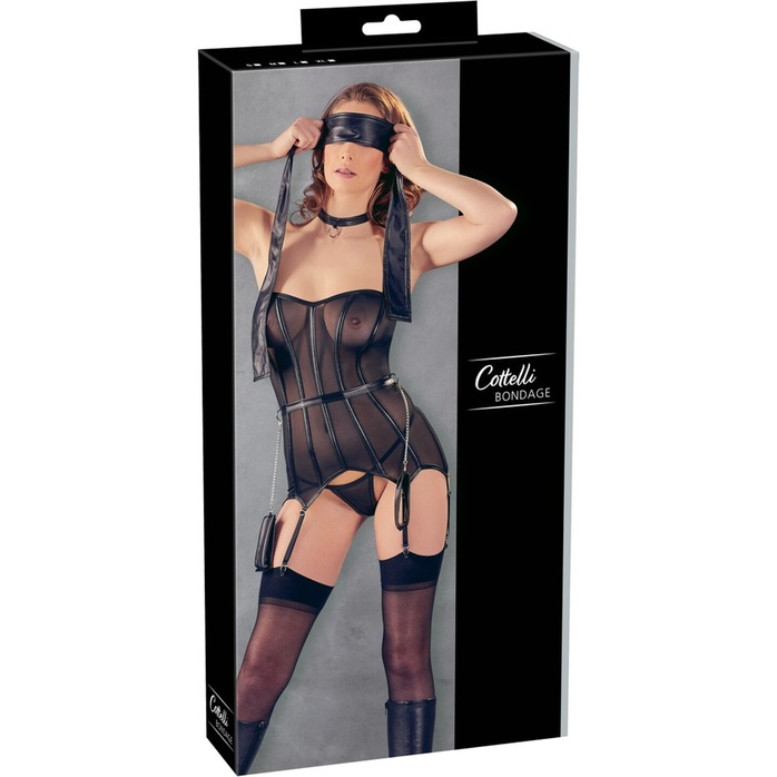 Прозрачный корсаж с БДСМ-аксессуарами - Cottelli Collection. Фотография 4.
