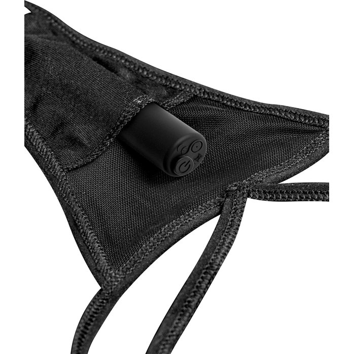 Черные трусики Remote Lace Peek-a-Boo XL-XXL с вибрацией и анальным стимулятором - Hookup Panties. Фотография 3.