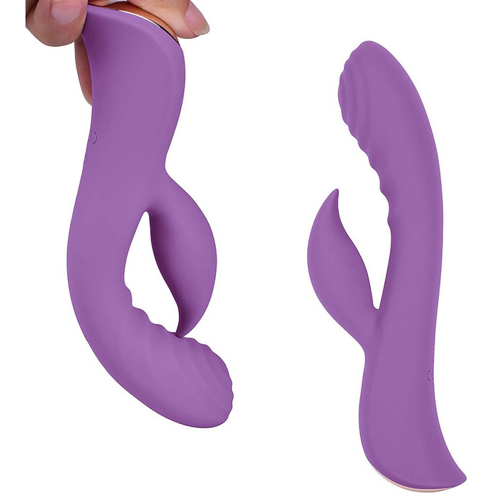 Фиолетовый вибромассажер-кролик 5 Silicone Ripple Passion - 19,1 см. Фотография 2.