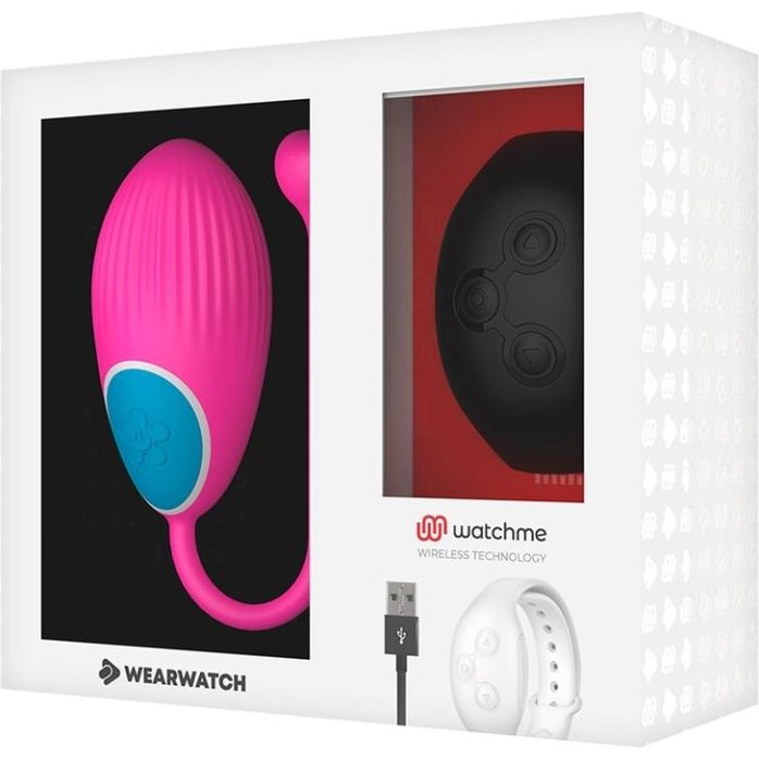 Розовое виброяйцо с черным пультом-часами Wearwatch Egg Wireless Watchme. Фотография 2.