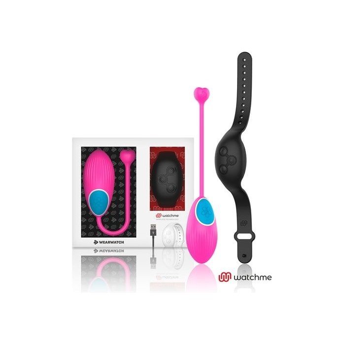 Розовое виброяйцо с черным пультом-часами Wearwatch Egg Wireless Watchme. Фотография 4.
