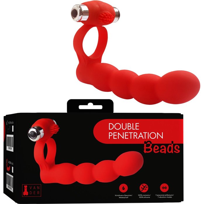 Красная вибронасадка для двойного проникновения Double Penetration Beads. Фотография 2.