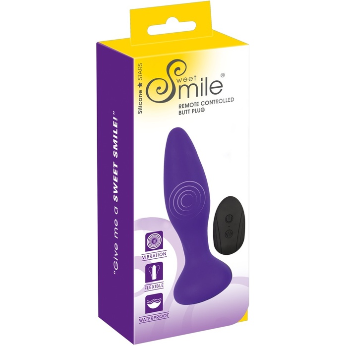 Фиолетовая анальная вибропробка RC Butt Plug - 14,5 см - Sweet Smile. Фотография 10.