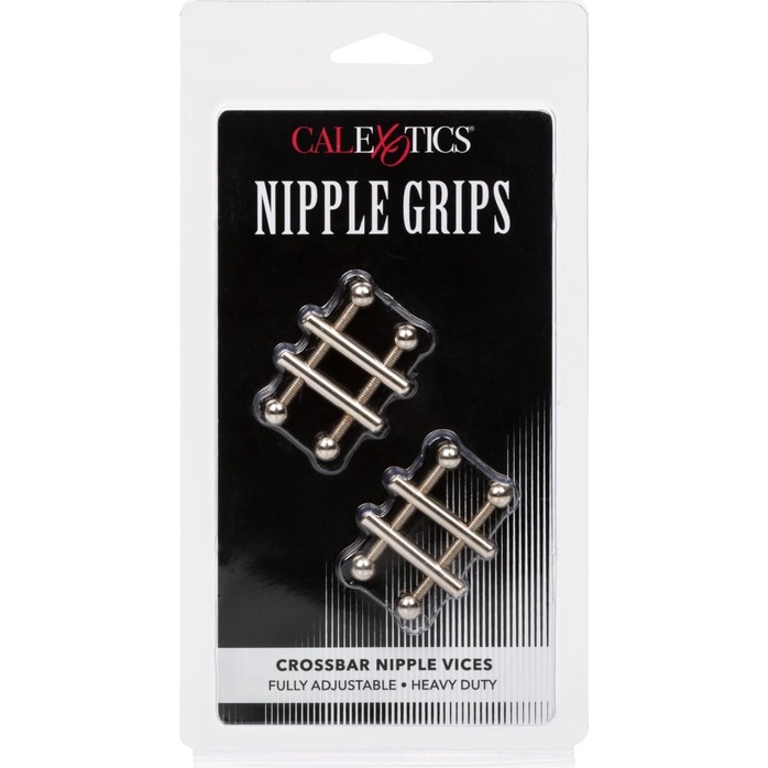 Серебристые металлические зажимы для сосков Crossbar Nipple Vices - Nipple Play. Фотография 8.